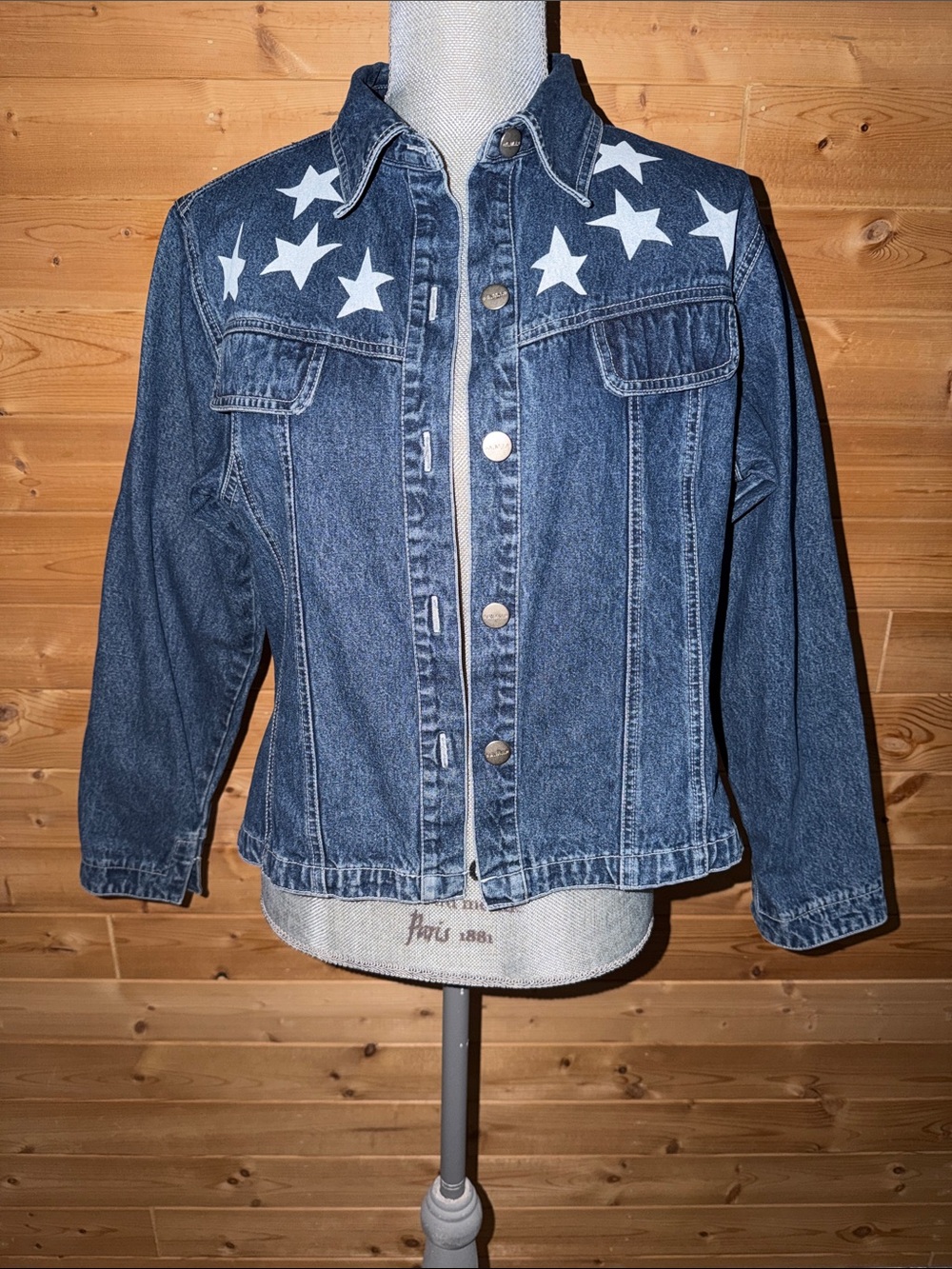 Women’s Blue Denim Jacket with White Star Yoke -